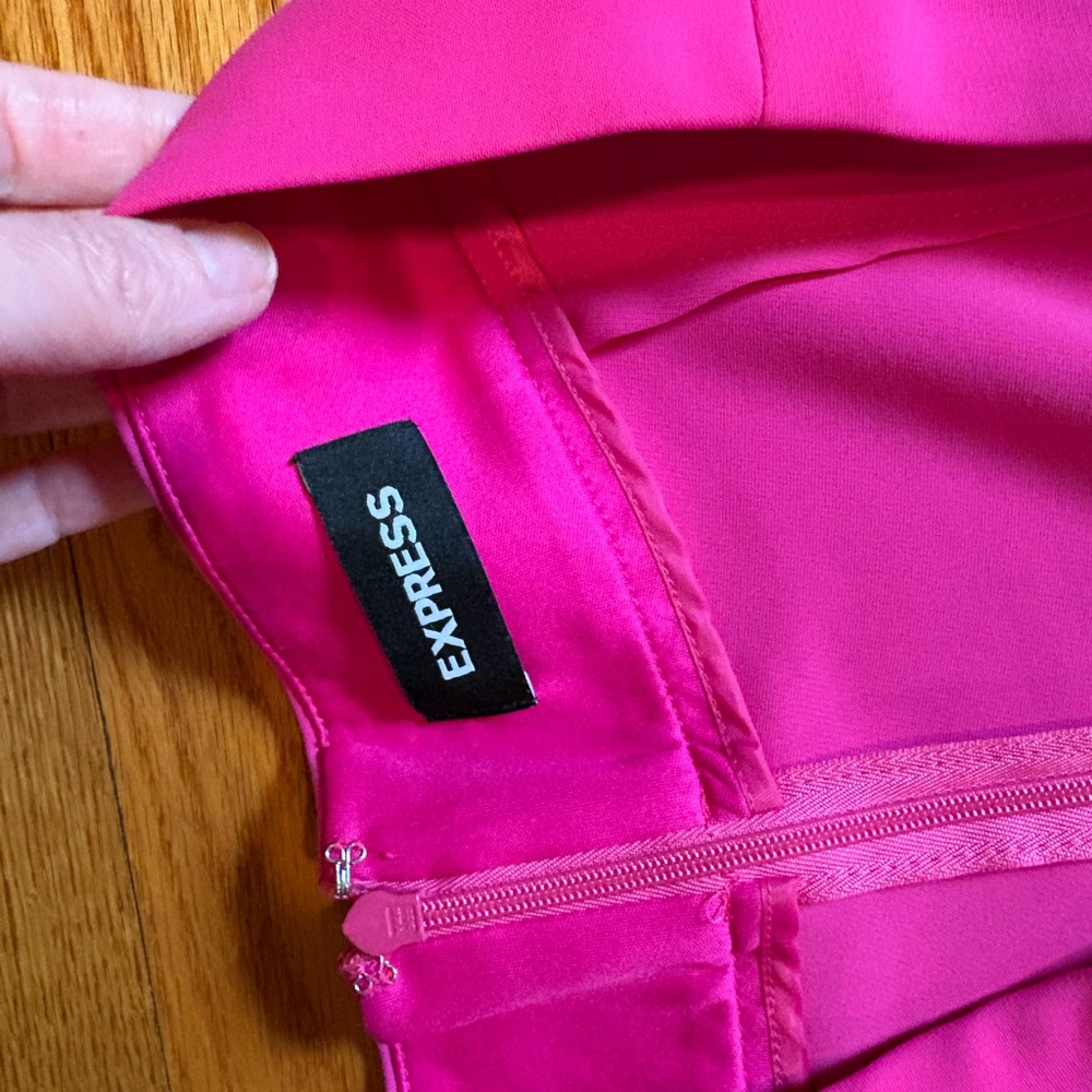 Gorgeous Hot Pink Wide-Leg Tulip Wrap Cropped Pants Size 14 Express - Picture 4 of 5